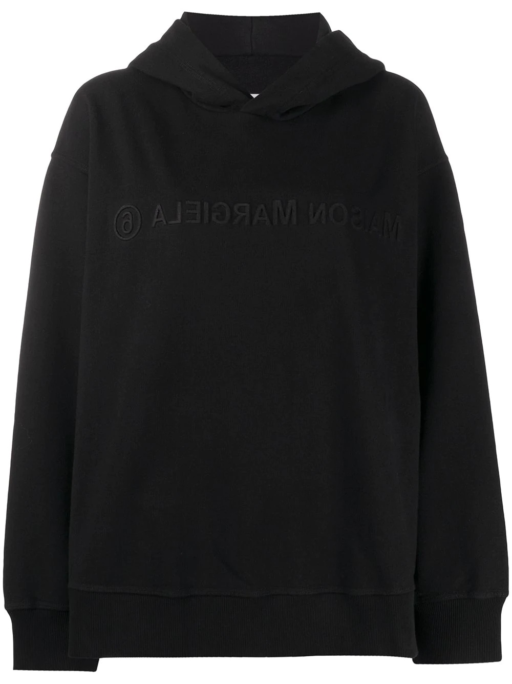 reversed logo embossed hoodie - 1