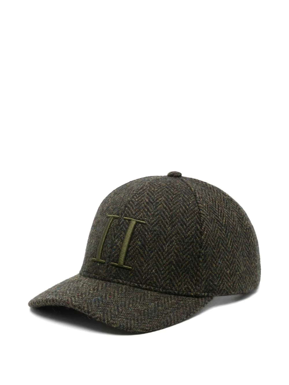 herringbone-pattern embroidered-logo baseball cap - 1