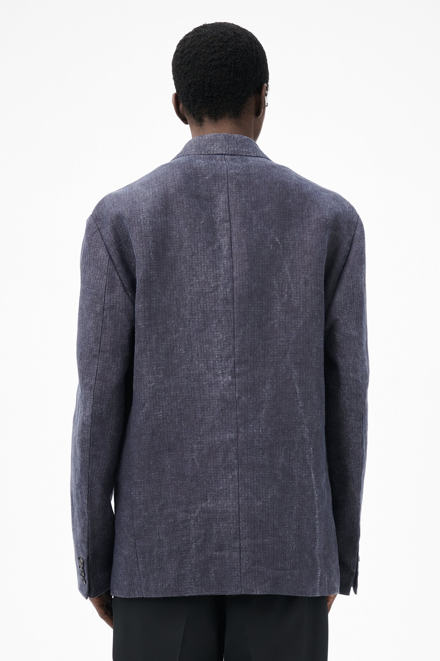 Unconstructed Shinjuku Blazer Charcoal Bourdeaux Flow Weave - 5