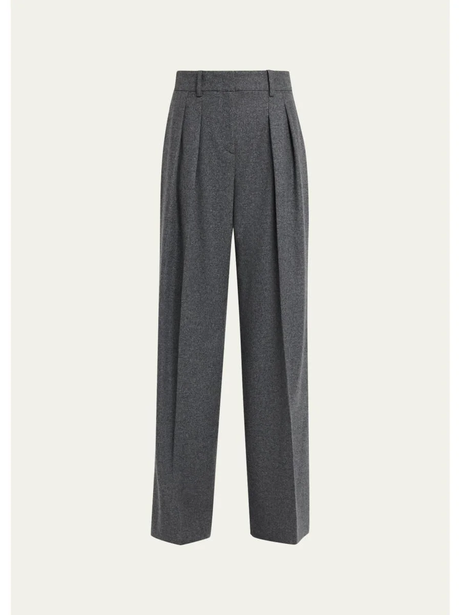 Woflan Pleated Wool Wide-Leg Trousers - 1