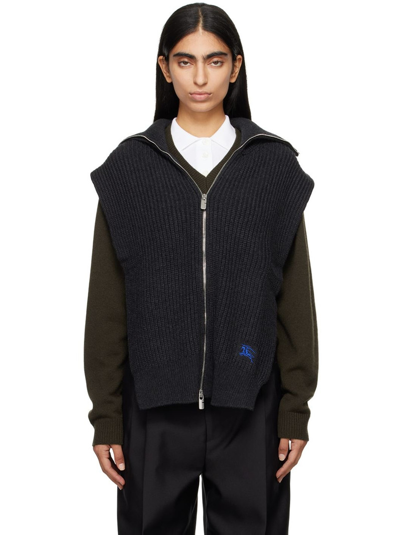 Gray Cashmere Zip Cape Vest 1