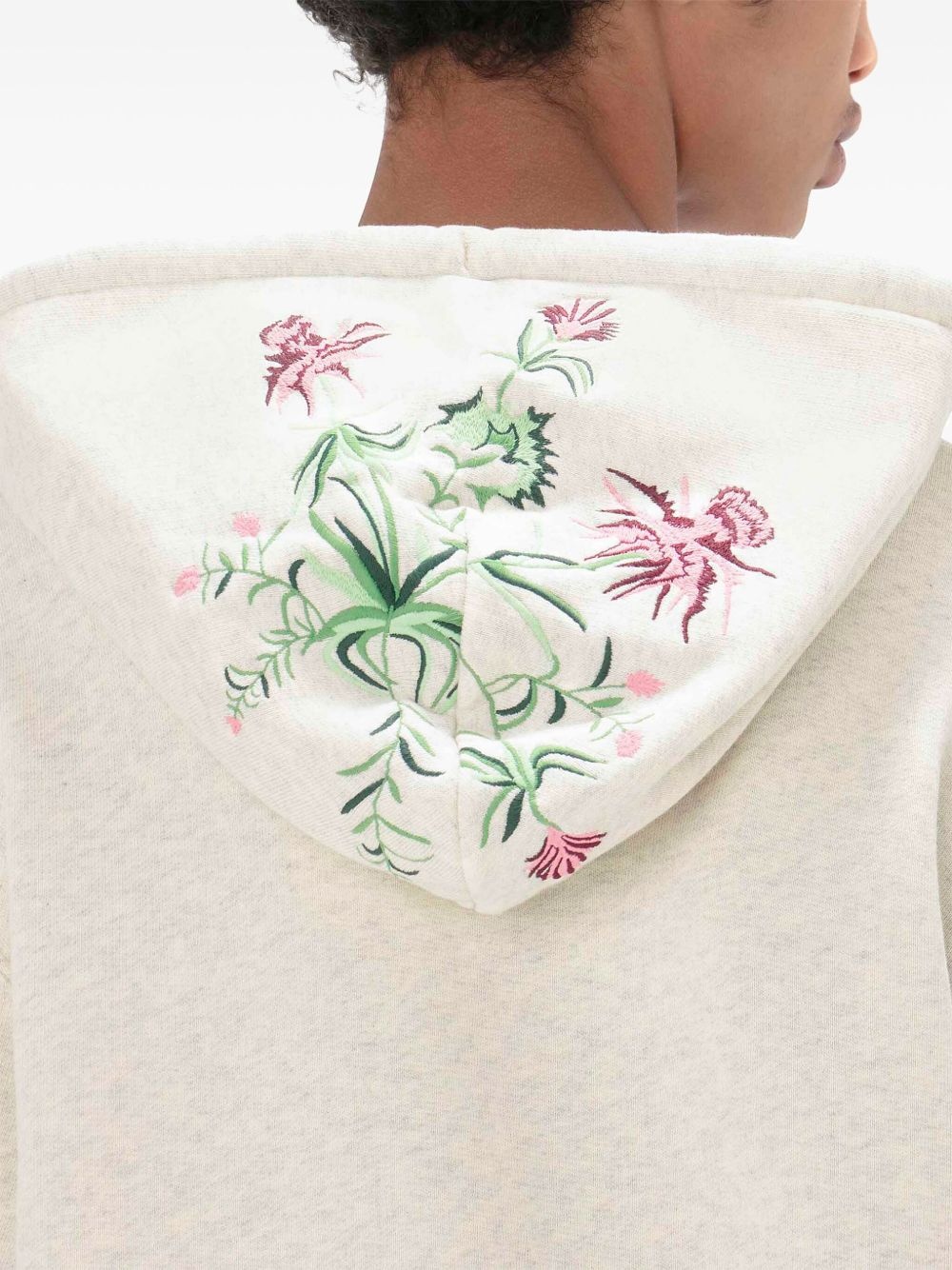 floral-embroidered cotton hoodie - 6
