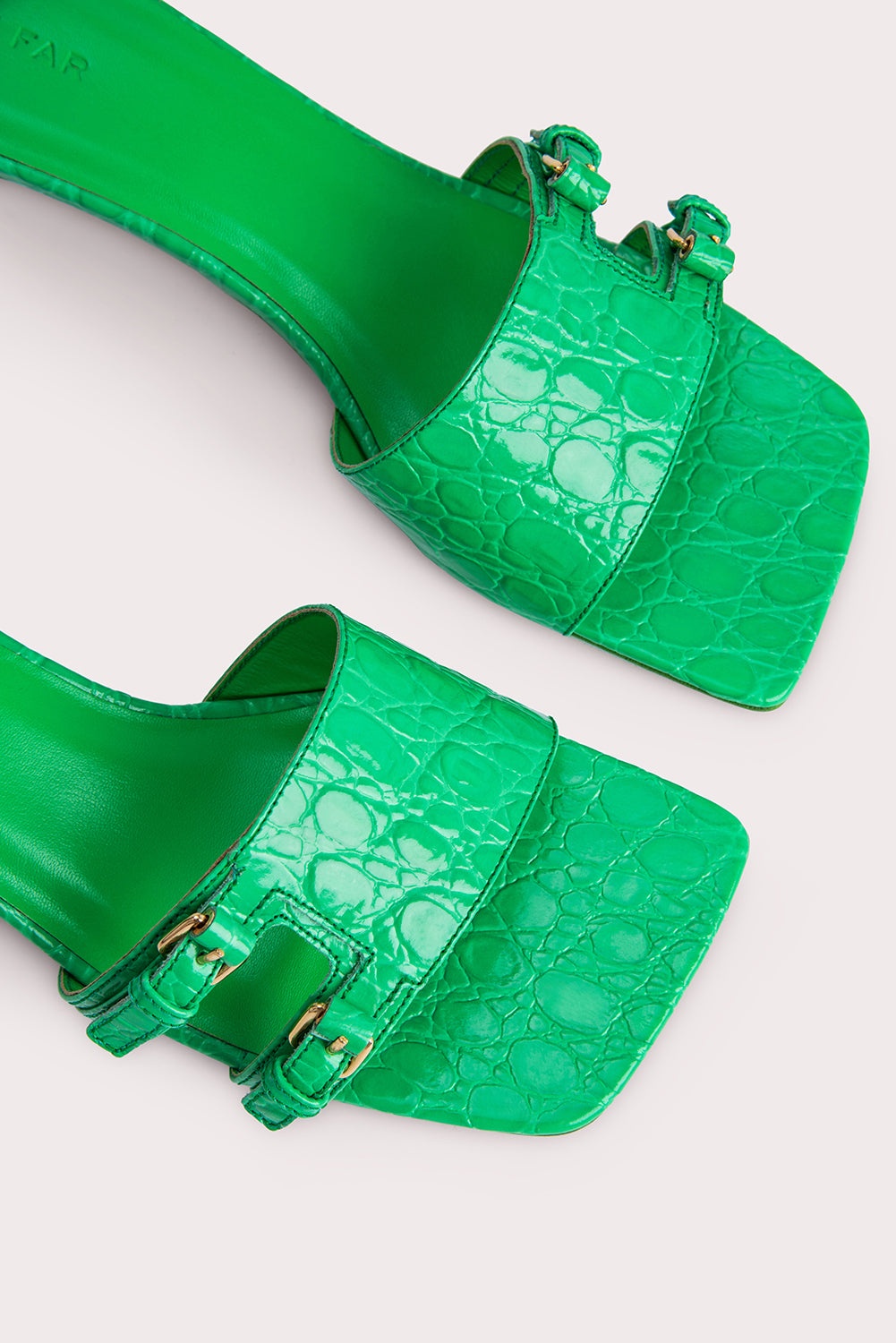 Roni Super Green Circular Croco Embossed Leather - 8