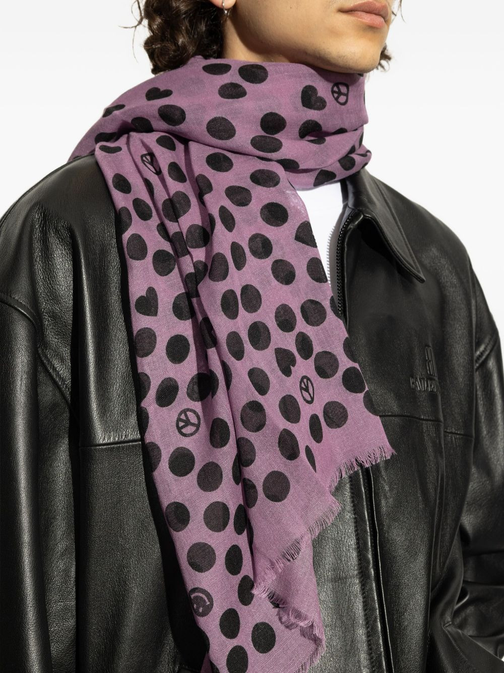 polka-dot frayed-edge scarf - 2