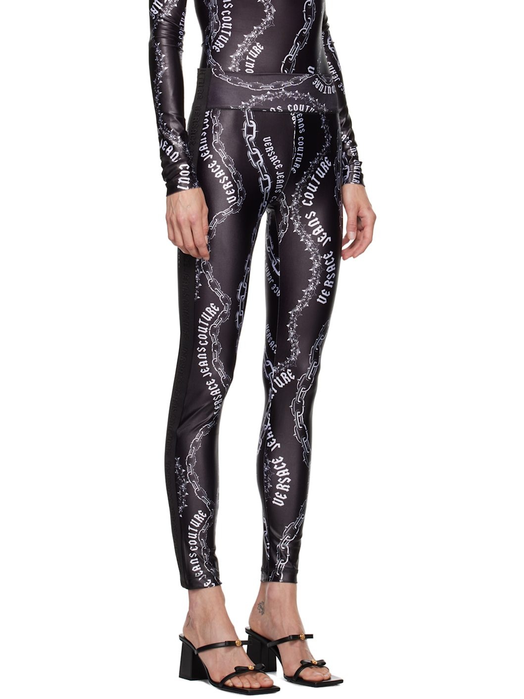 Black & White Chain Couture Leggings - 2