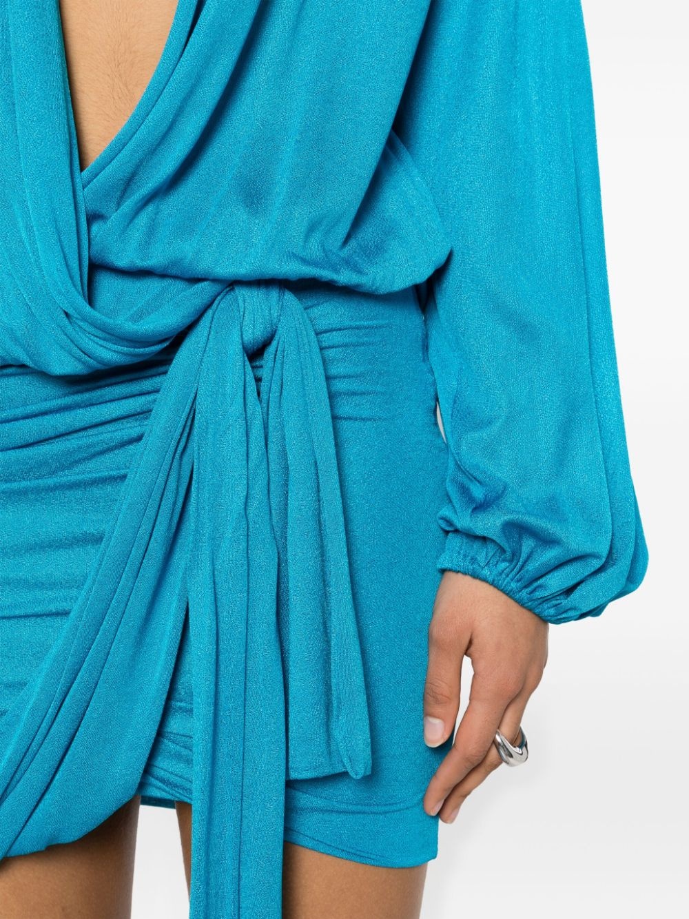 draped V-neck mini dress - 10