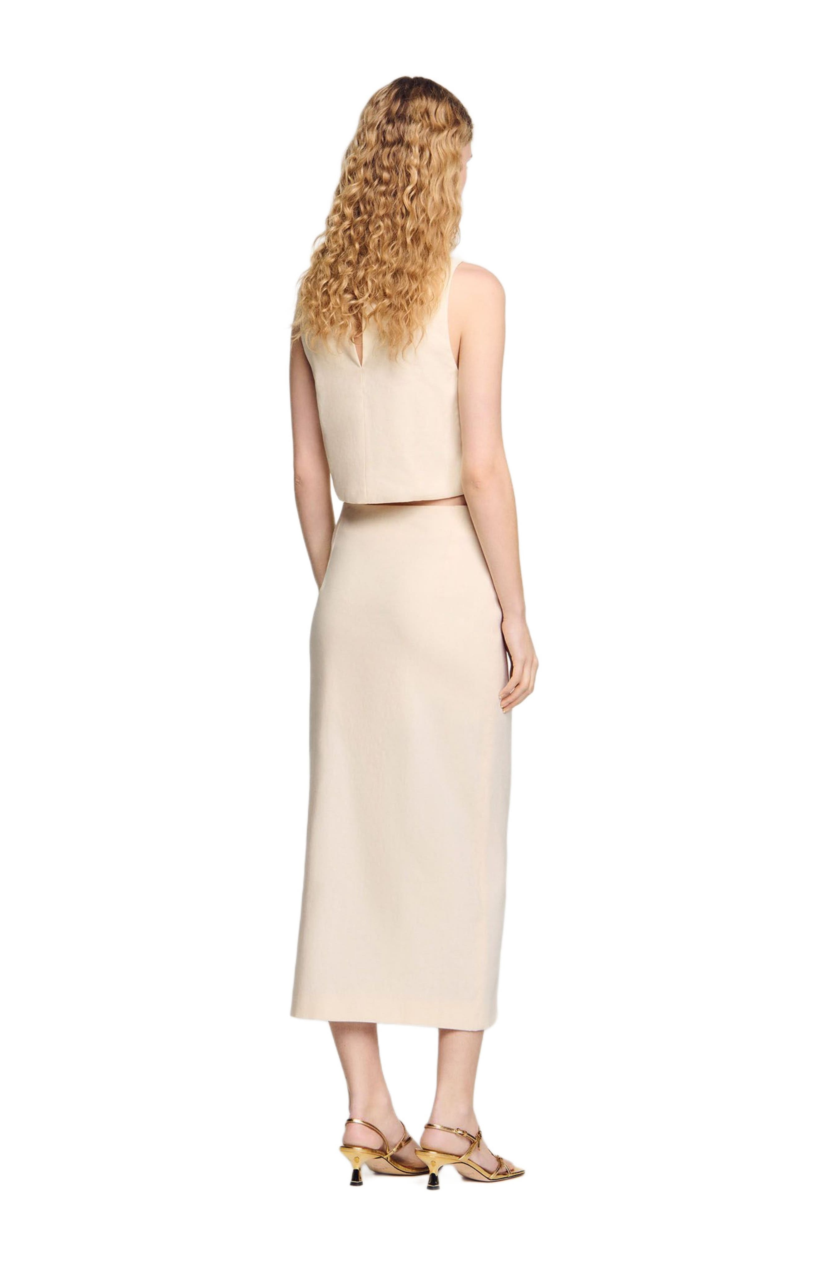 SANDRO Long slit skirt in Ecru at Nordstrom - 3