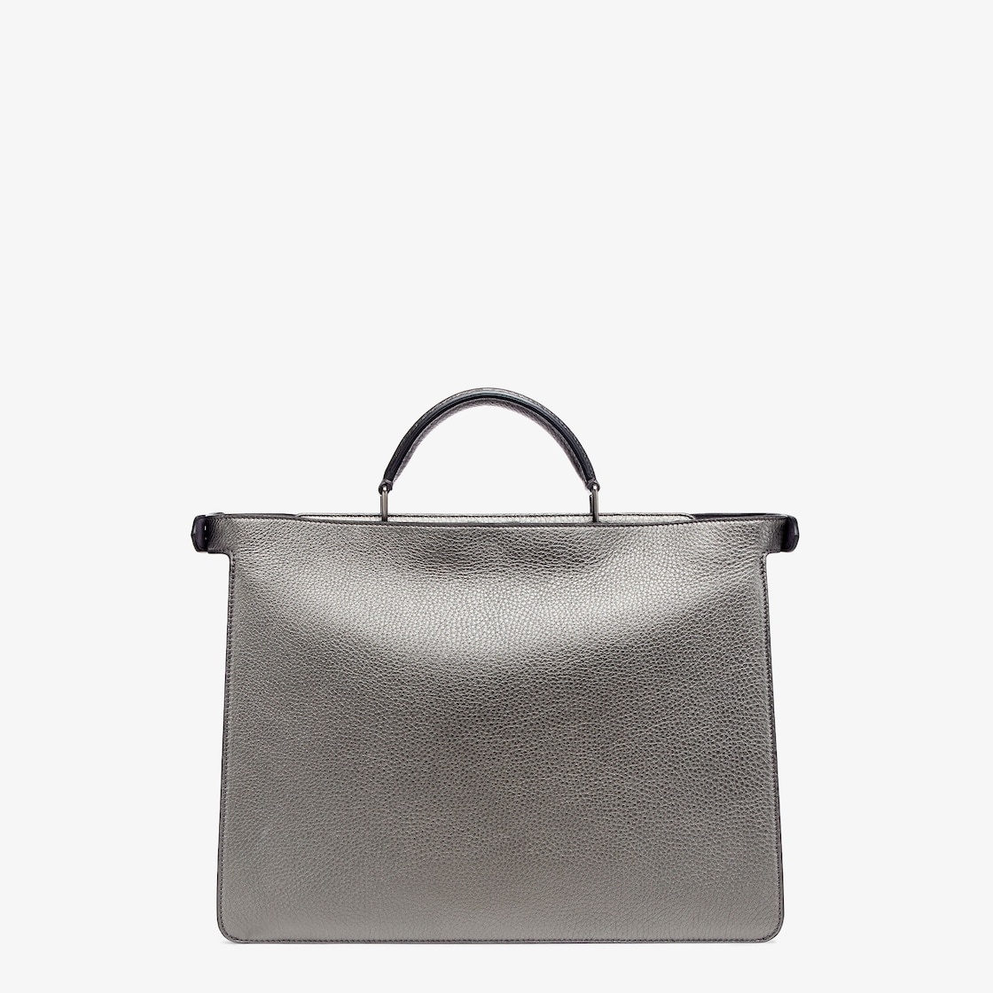 Medium Peekaboo ISeeU bag, made of dark gray Cuoio Romano leather with a metallic effect. The interi - 4