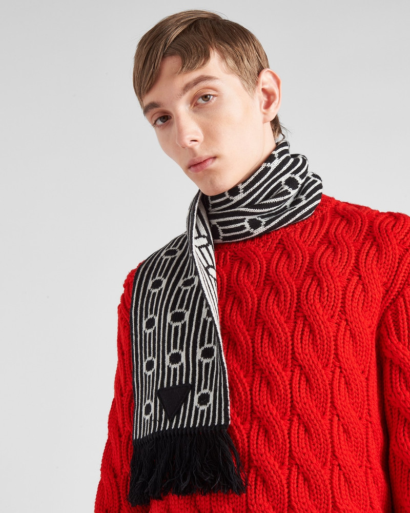 Prada Wool and cashmere jacquard scarf outlook