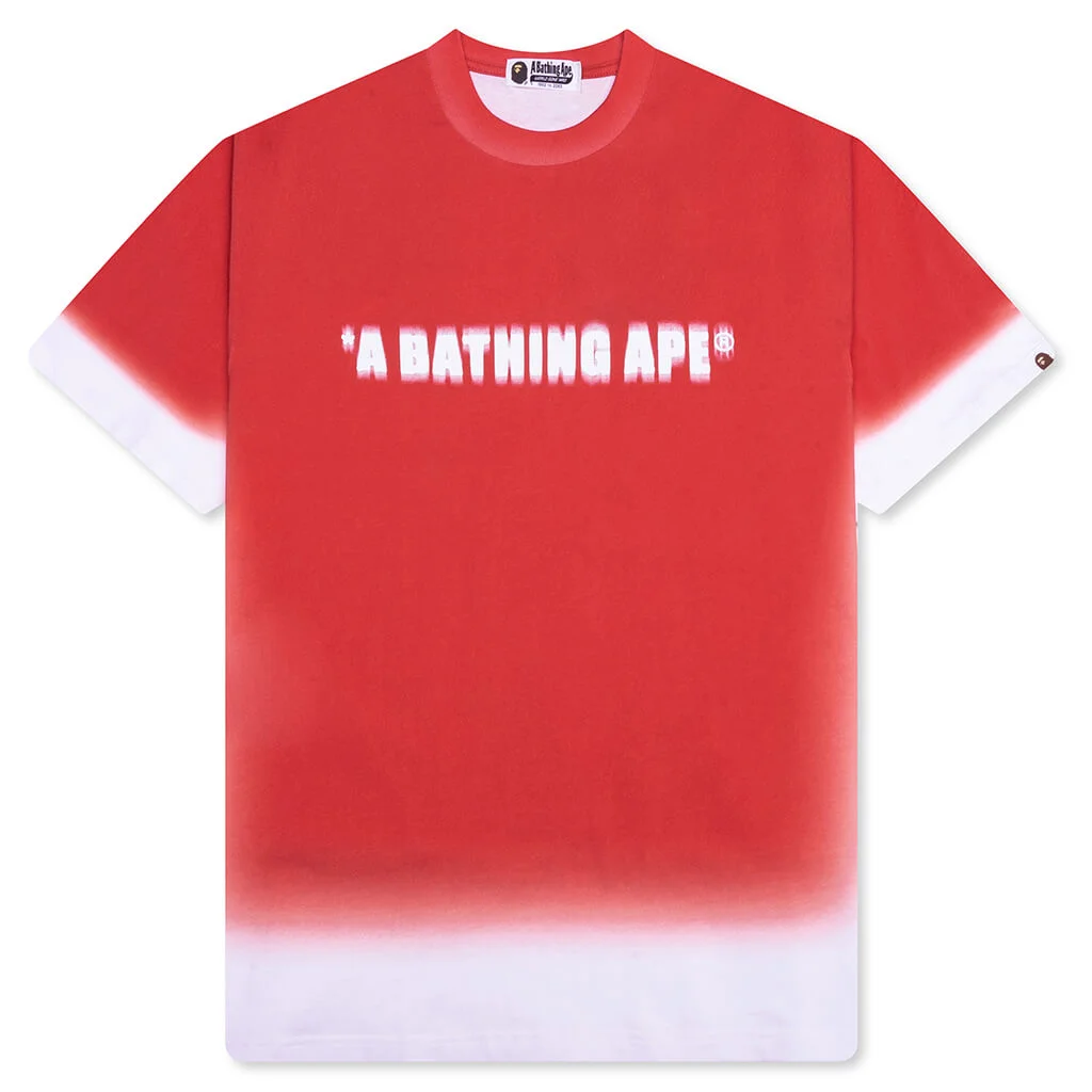 SPRAY PRINT BATHING APE LOGO RELAXED FIT TEE - RED - 1