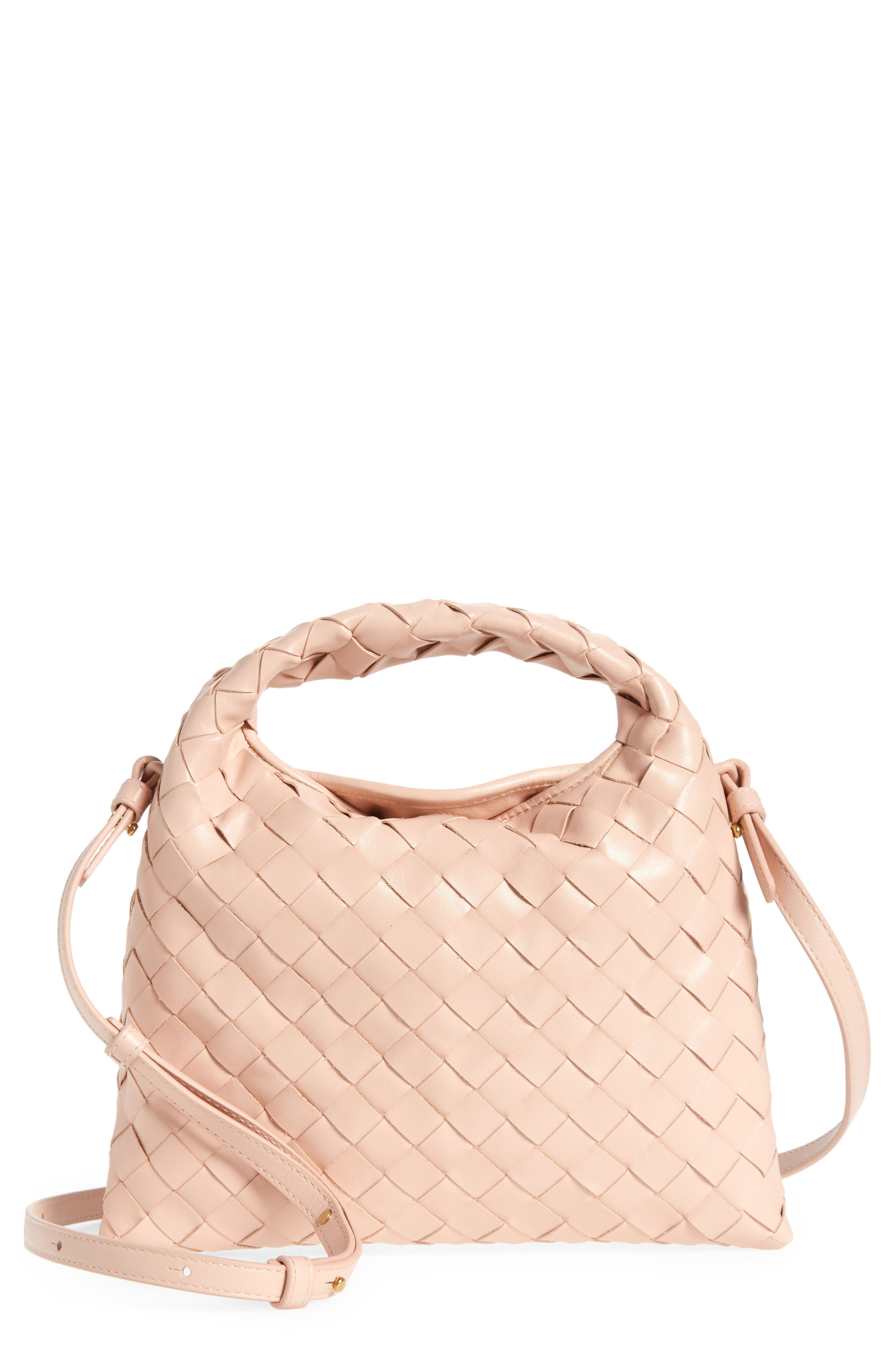 Bottega Veneta Mini Hop Intrecciato Leather Hobo Bag in Lotus/Brass at Nordstrom - 1