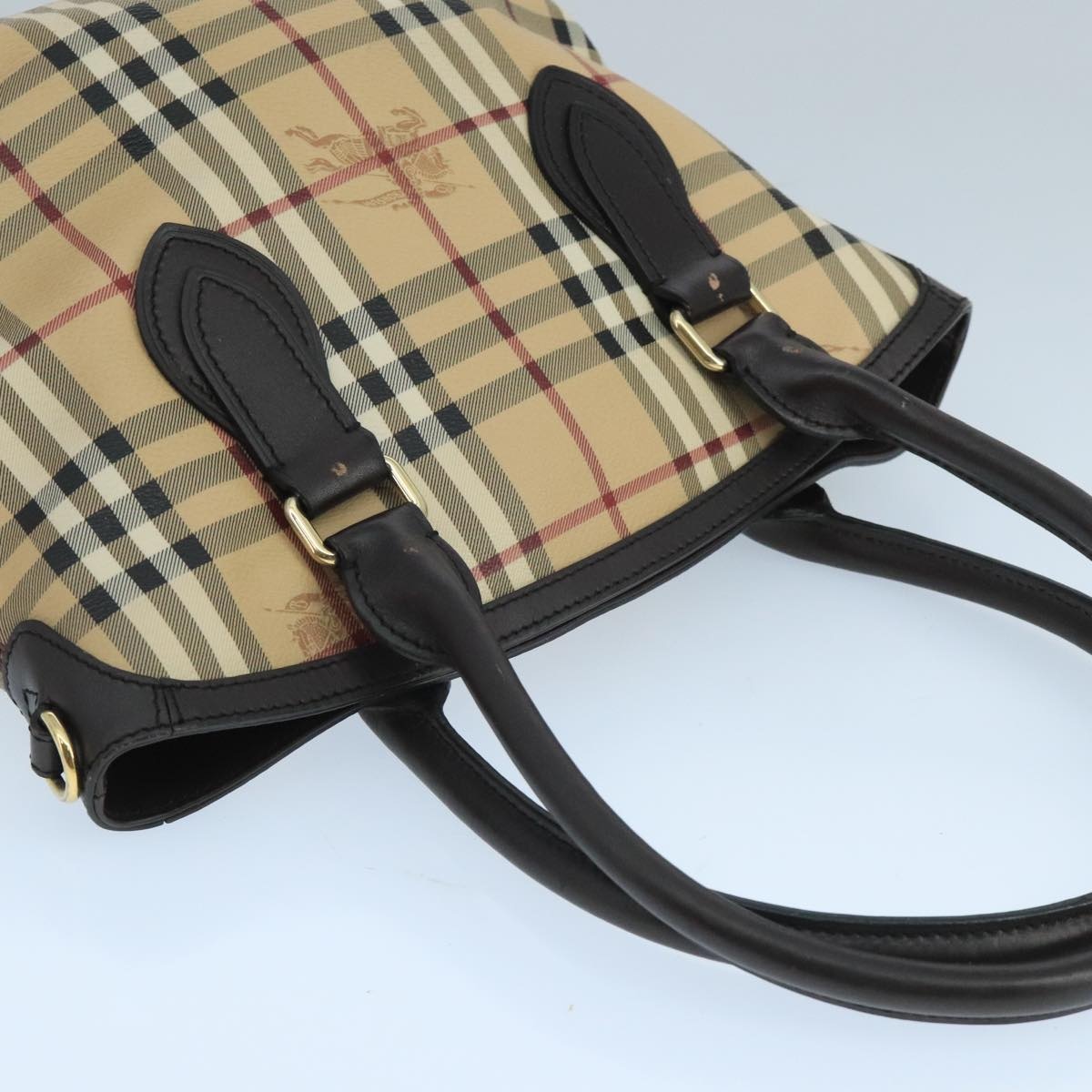 Burberry Nova Check Hand Bag Pvc Leather Beige - 6