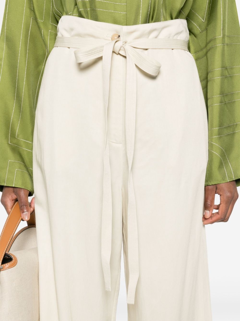 belted-waist flared trousers - 5
