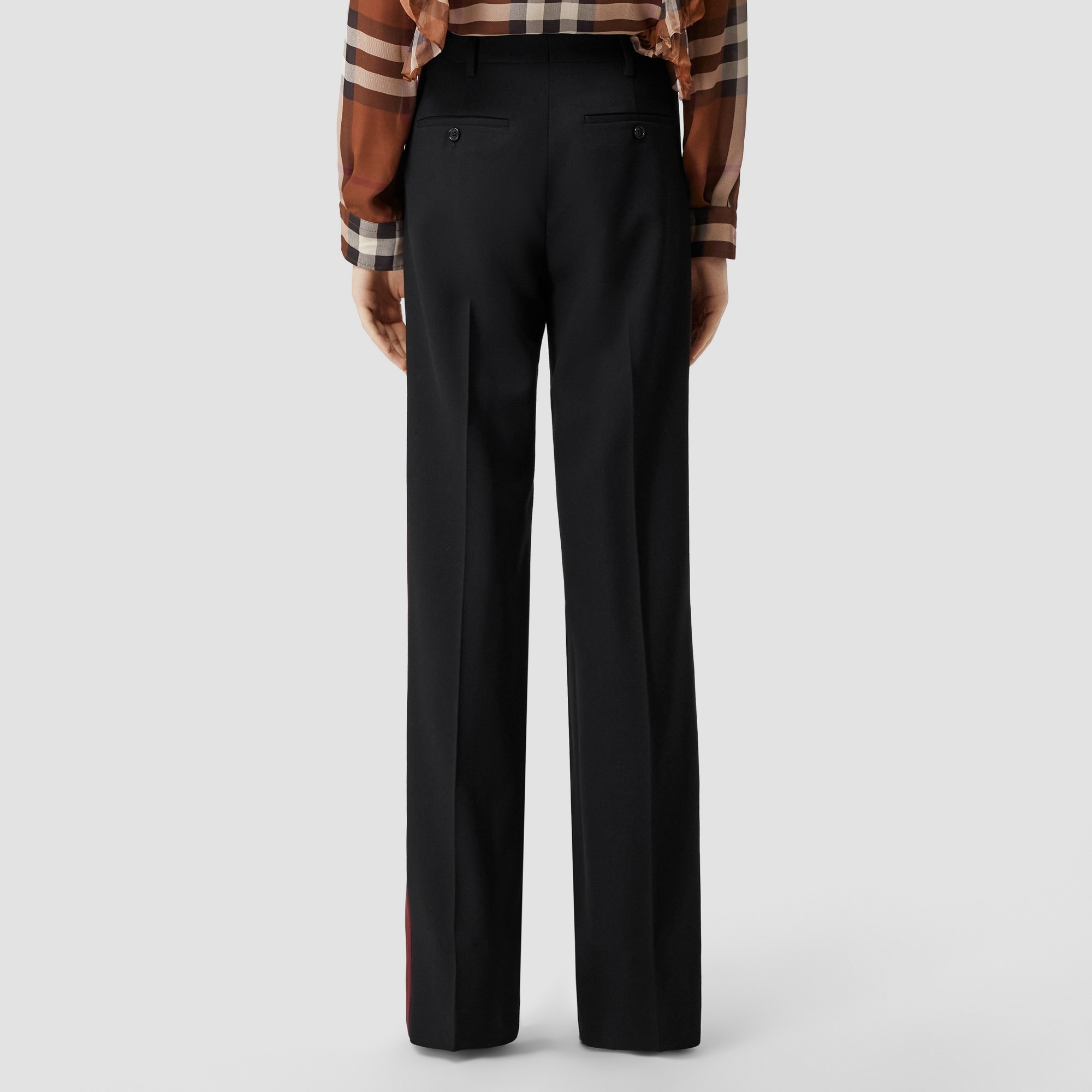 Colour Block Wool Blend Tailored Trousers - 2