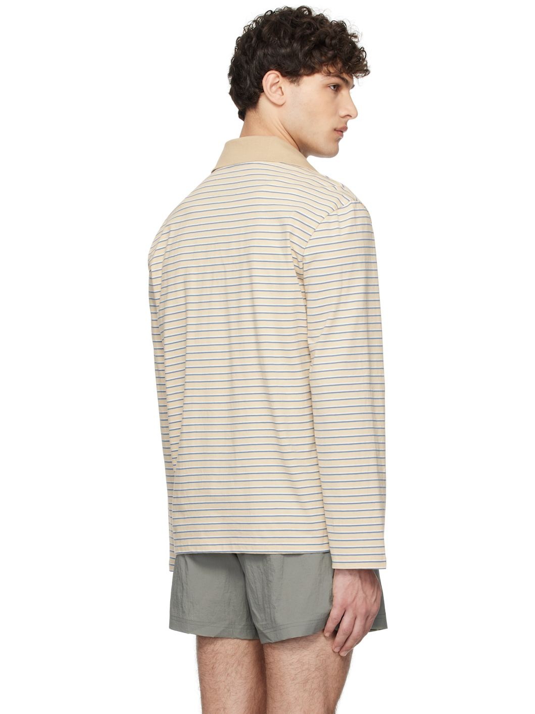 Beige Striped Cotton Polo - 3