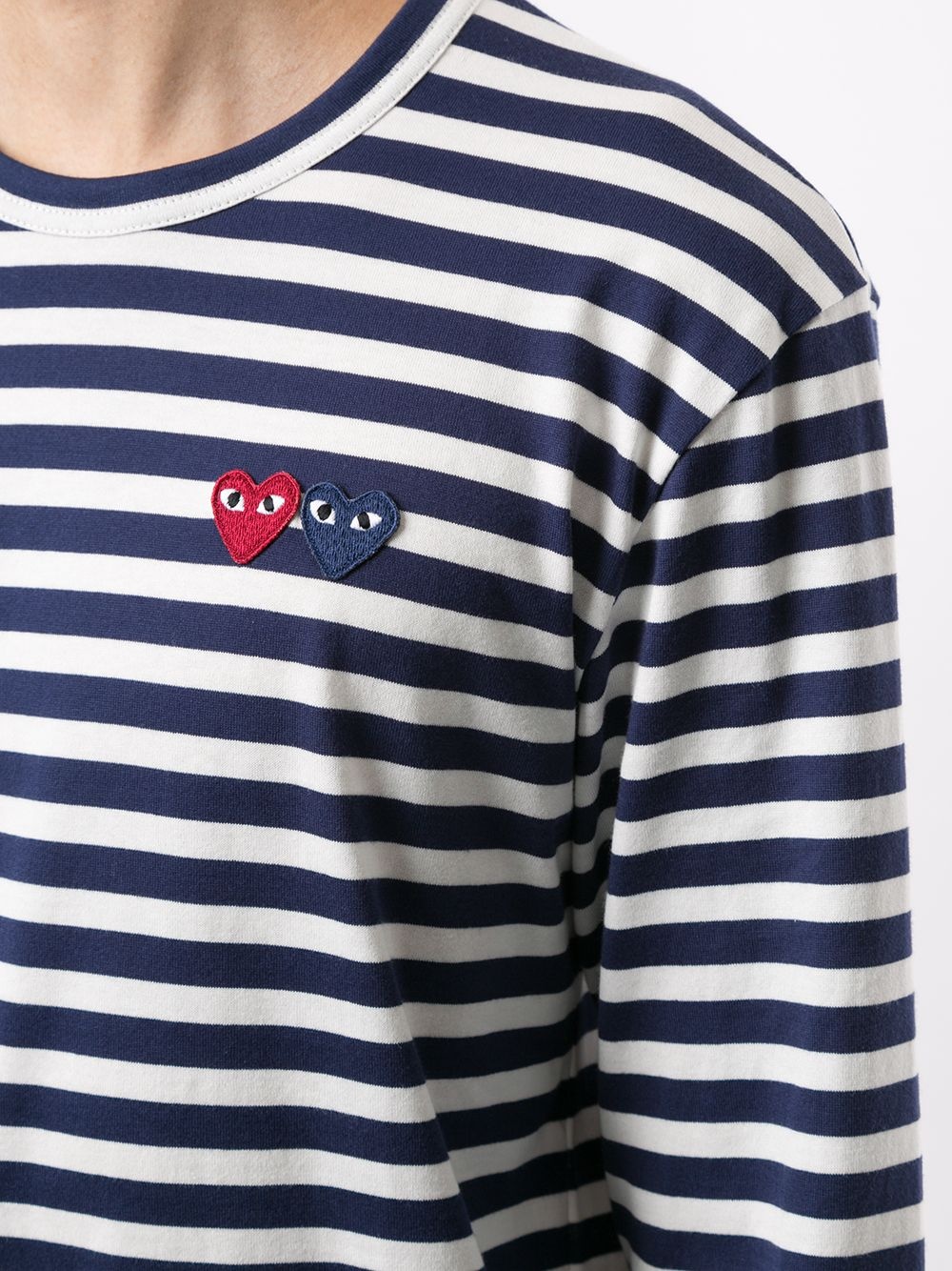 heart appliquéd striped T-shirt - 5