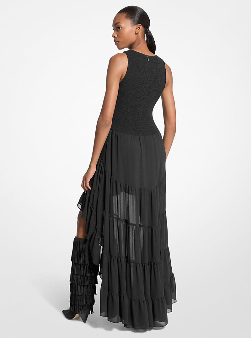 MICHAEL KORS Georgette Smocked High-Low Dress outlook