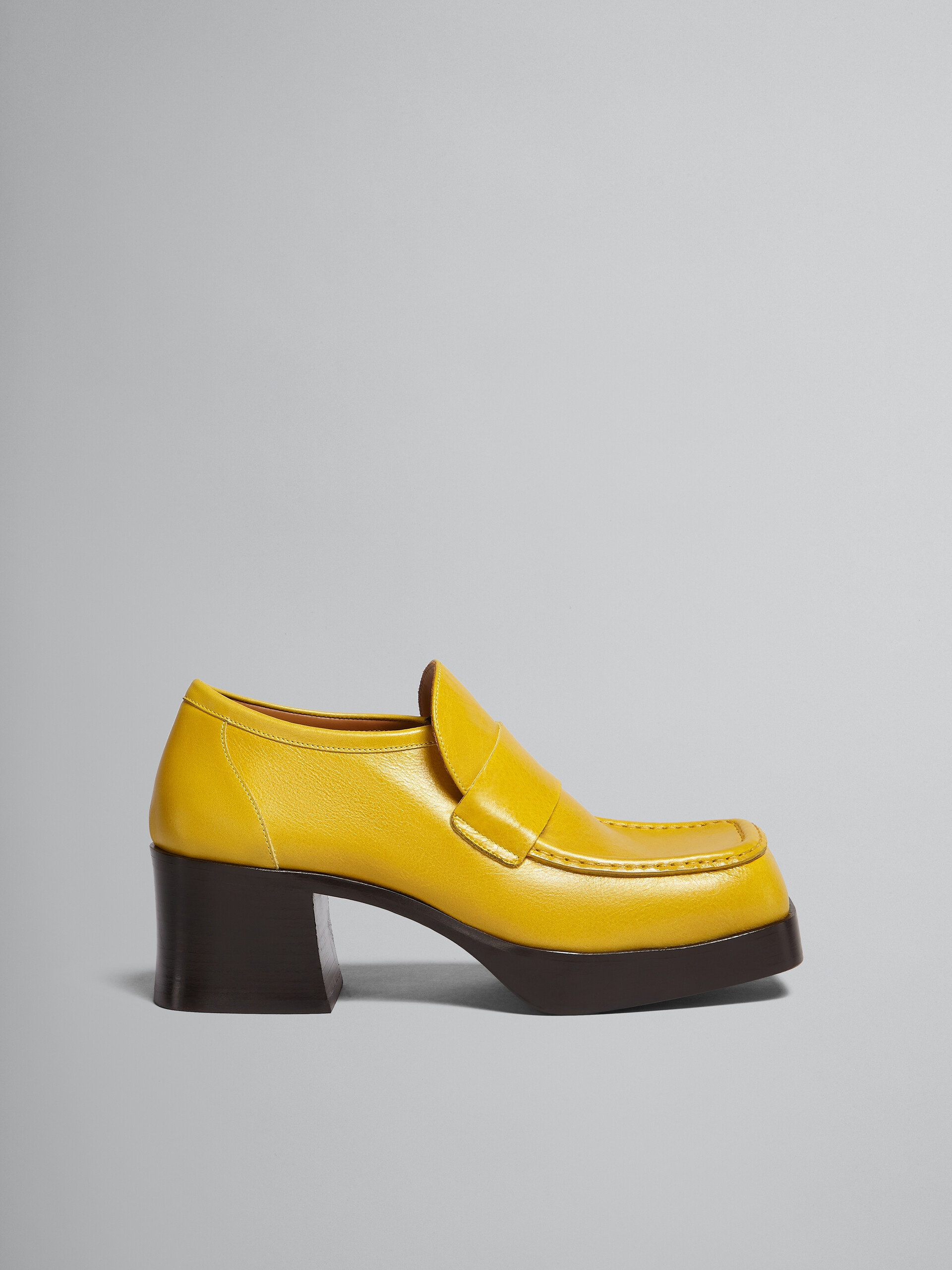 YELLOW LEATHER HEELED LOAFER - 1