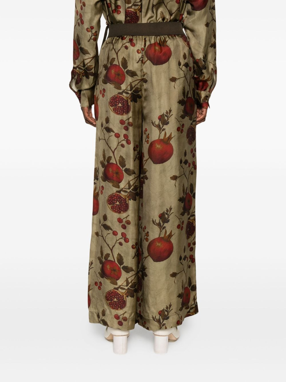 pomegranate-print elastic-waist trousers - 4
