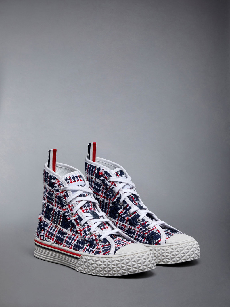 Thom Browne Prince of Wales Tweed Frayed Collegiate High Top outlook