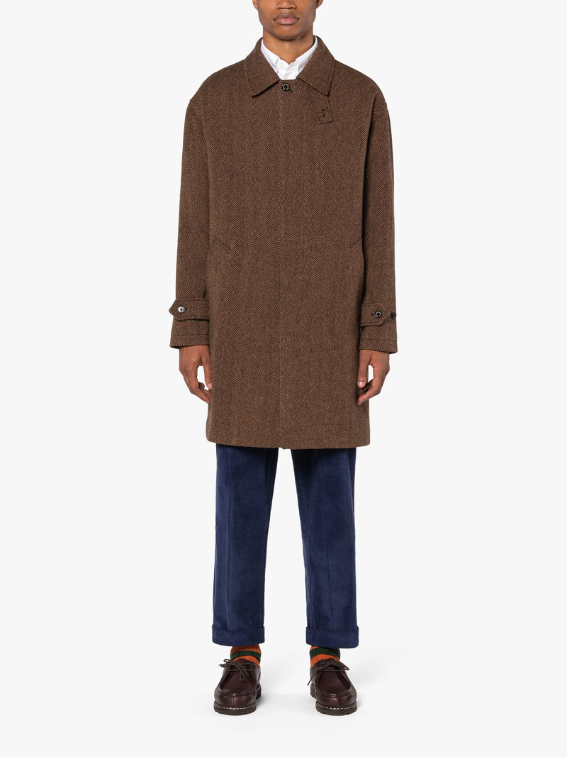 SOHO BROWN HERRINGBONE WOOL OVERCOAT 3