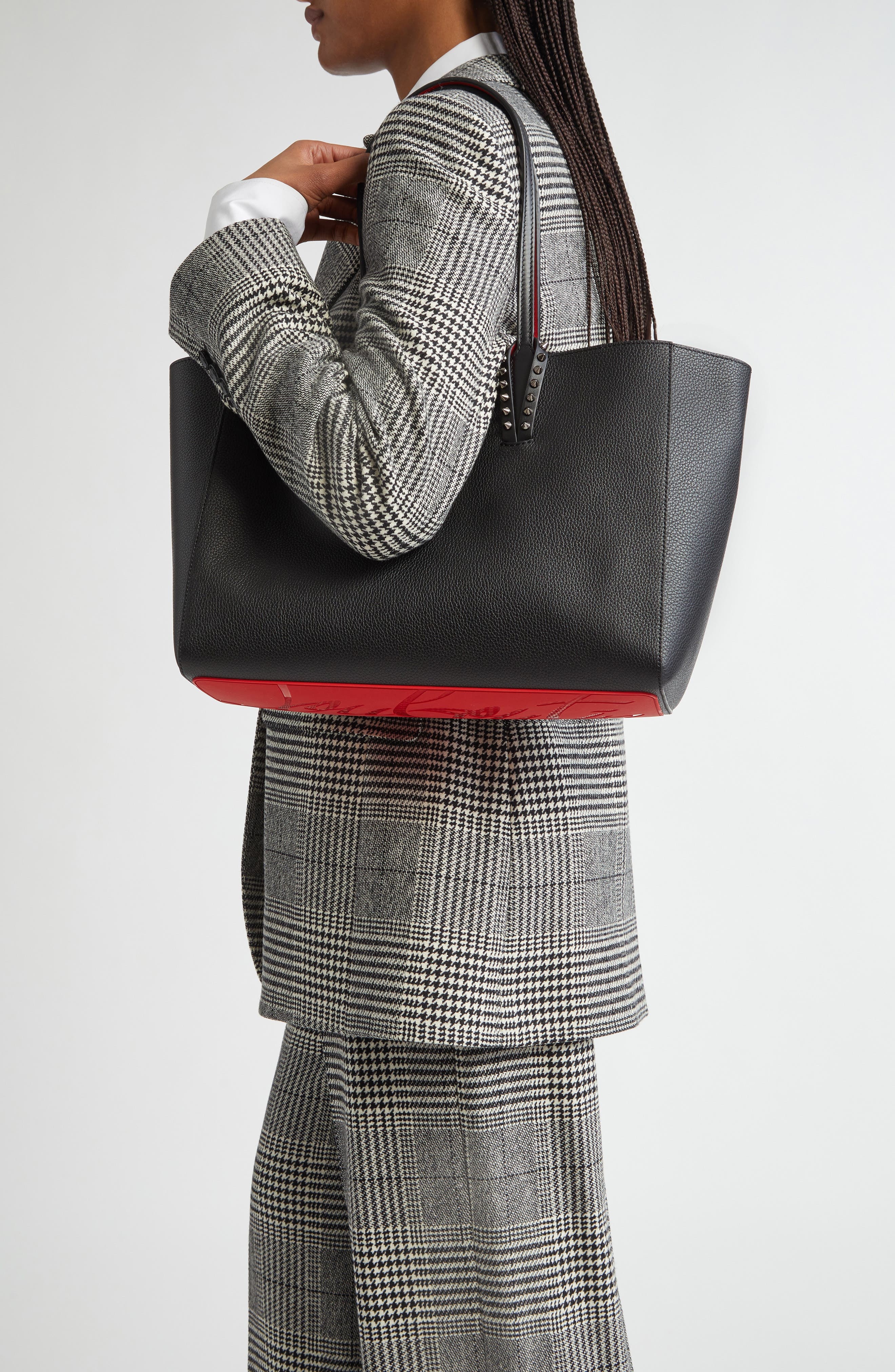 Christian Louboutin Small Cabata Soft Leather Tote in B078 Black/Gun Metal at Nordstrom - 2
