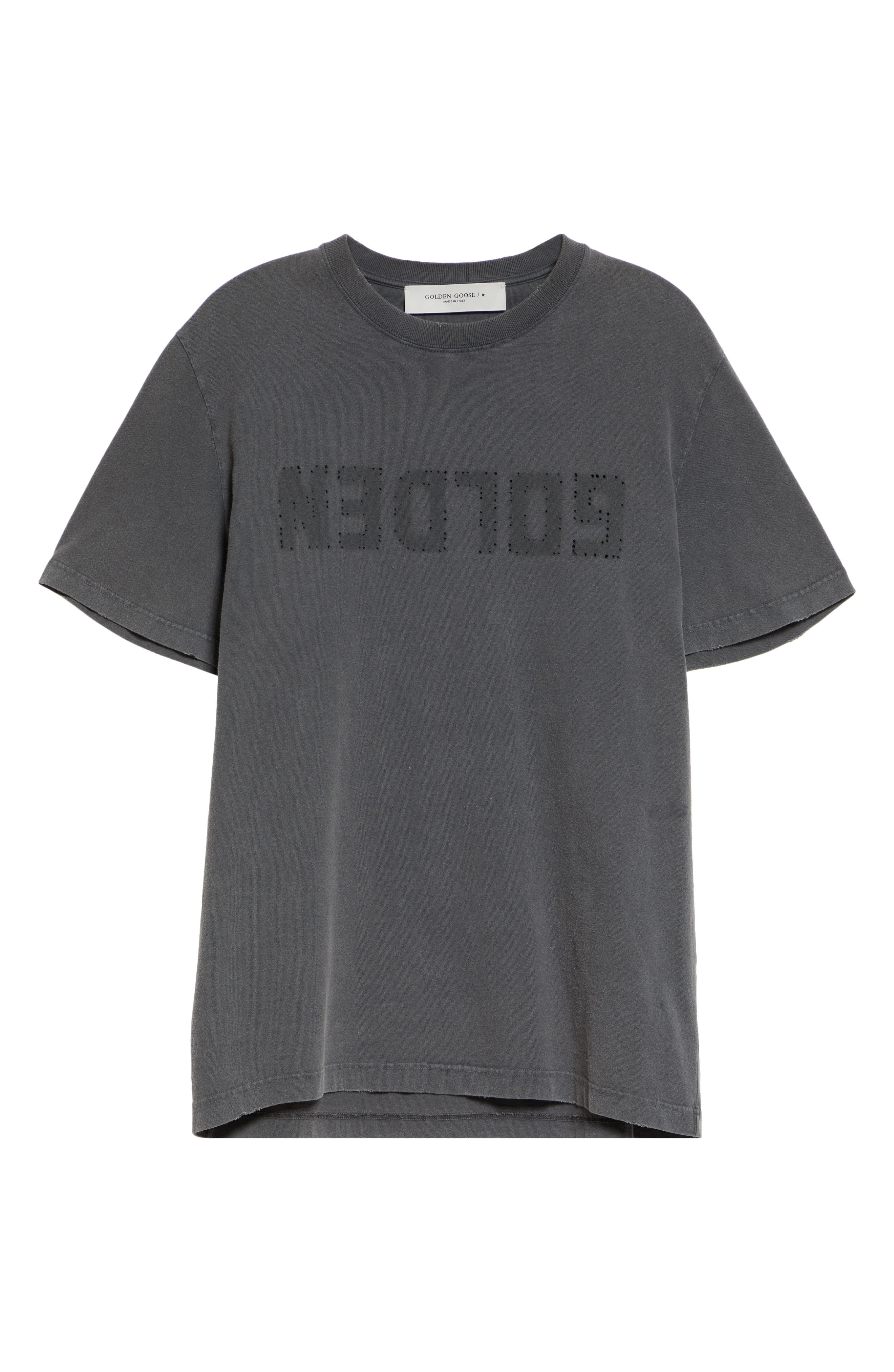 Distressed Upside Down Logo Cotton Graphic Tee - 6