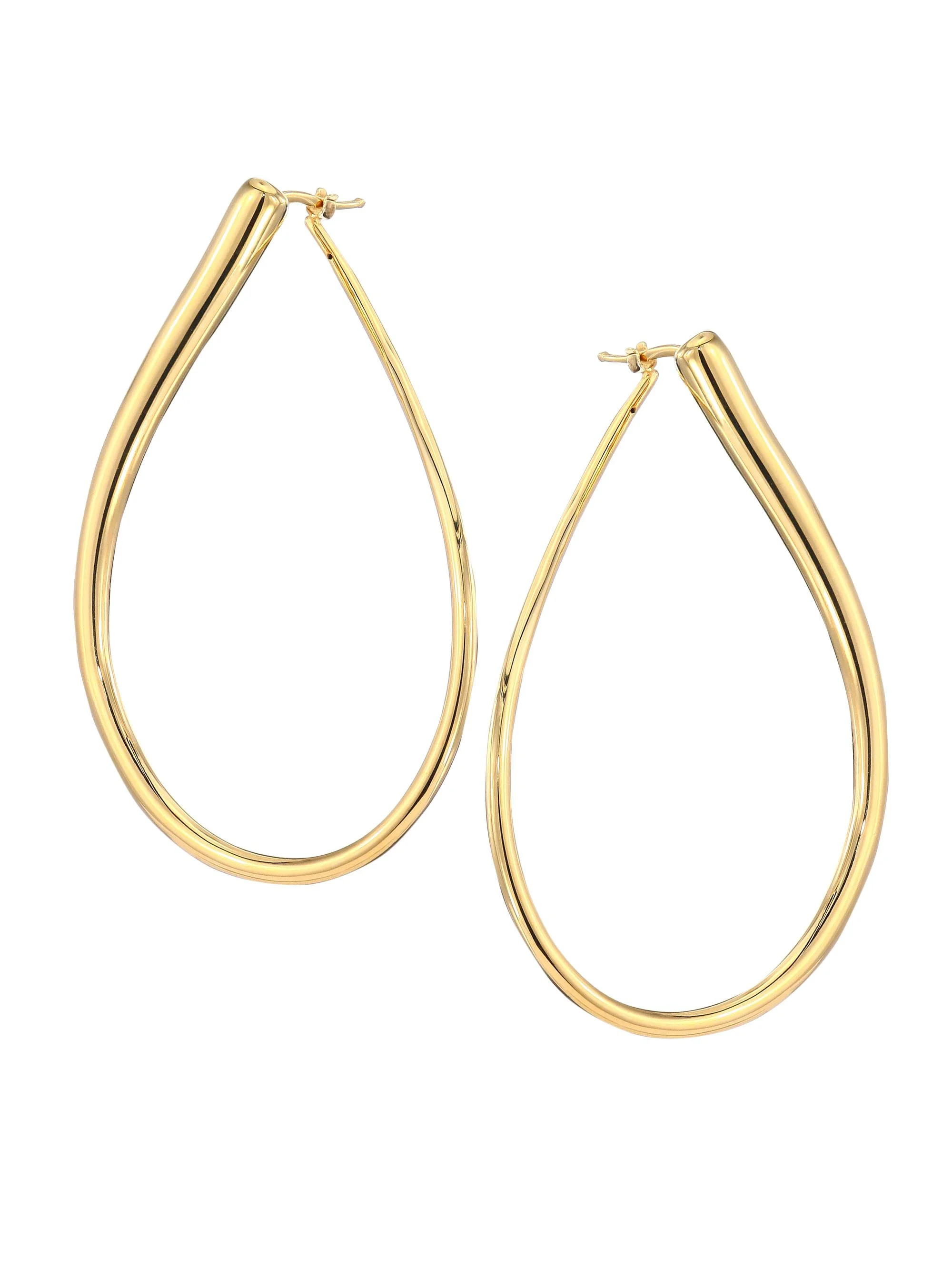 Women's 18K Yellow Gold Teardrop Hoop Earrings - Gold - 1