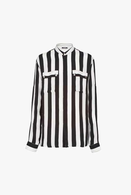 Oversized black and white striped cuprammonium shirt - 1