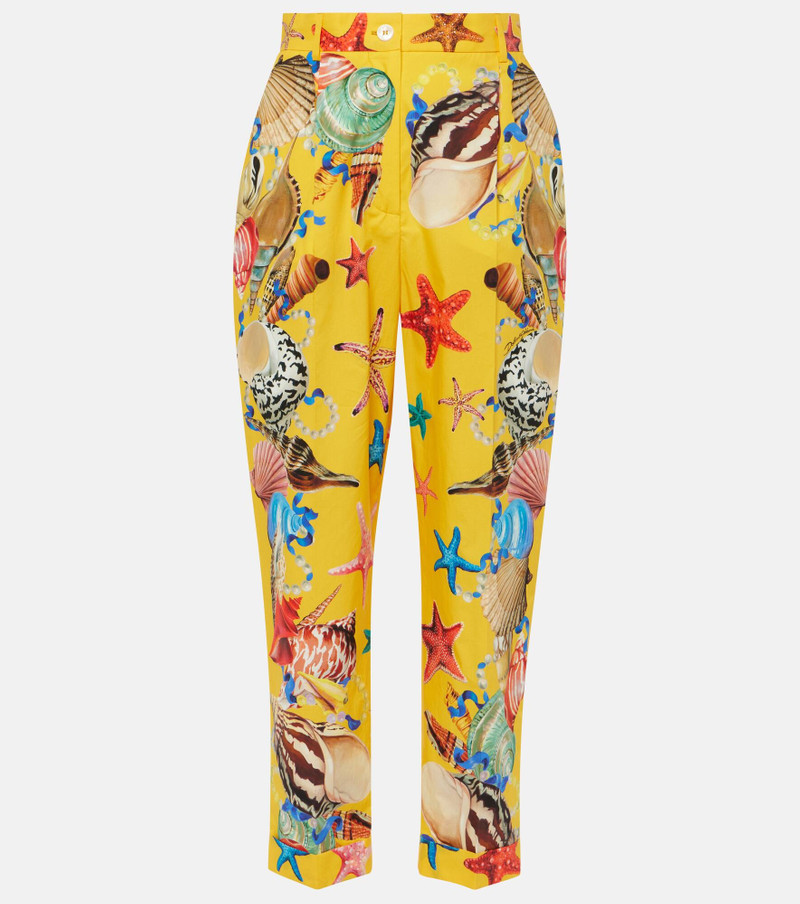 Capri printed high-rise cotton tapered pants 1
