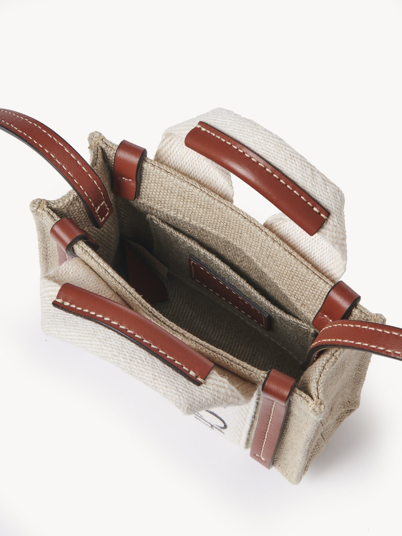 NANO WOODY TOTE BAG IN LINEN - 3
