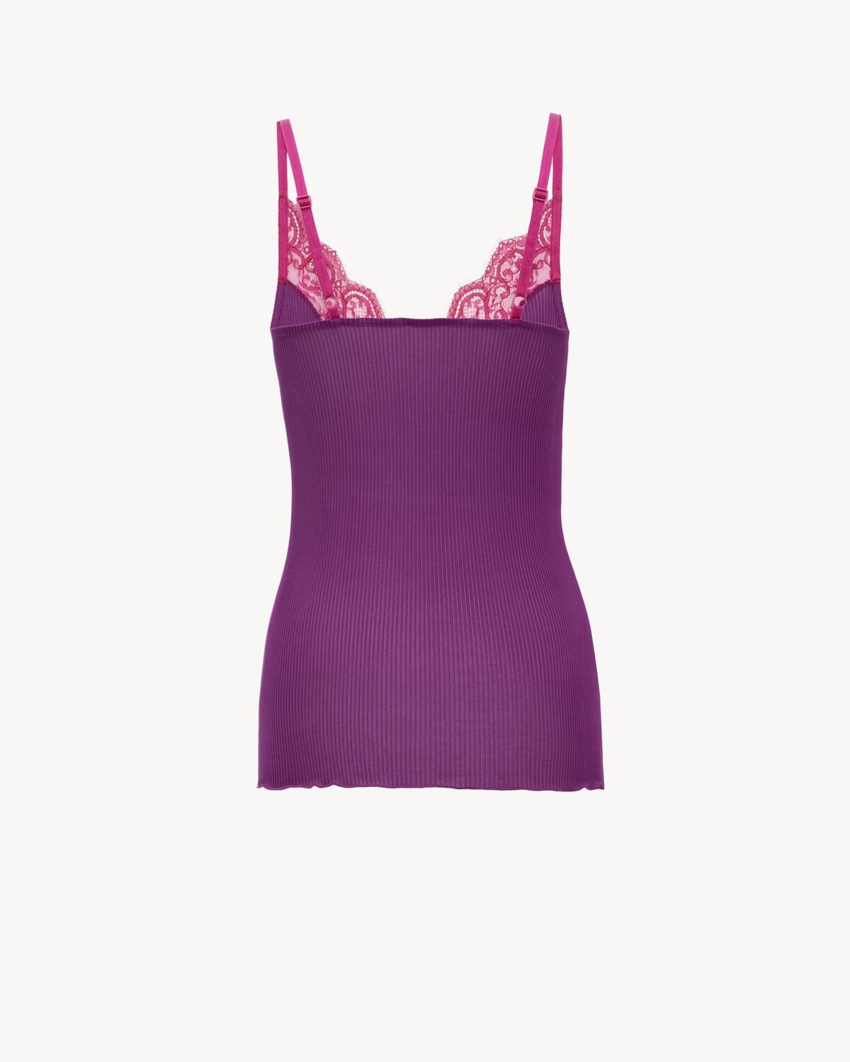LACE TANK TOP IN RIBBED SILK JERSEY - 2