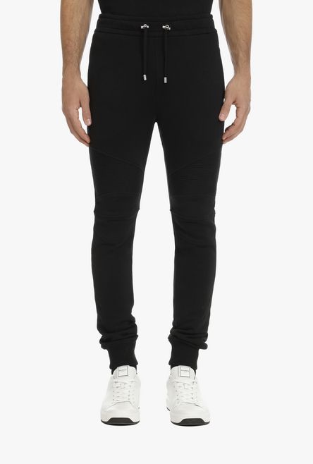 Black eco-designed cotton sweatpants with silver Balmain Paris logo print - 5