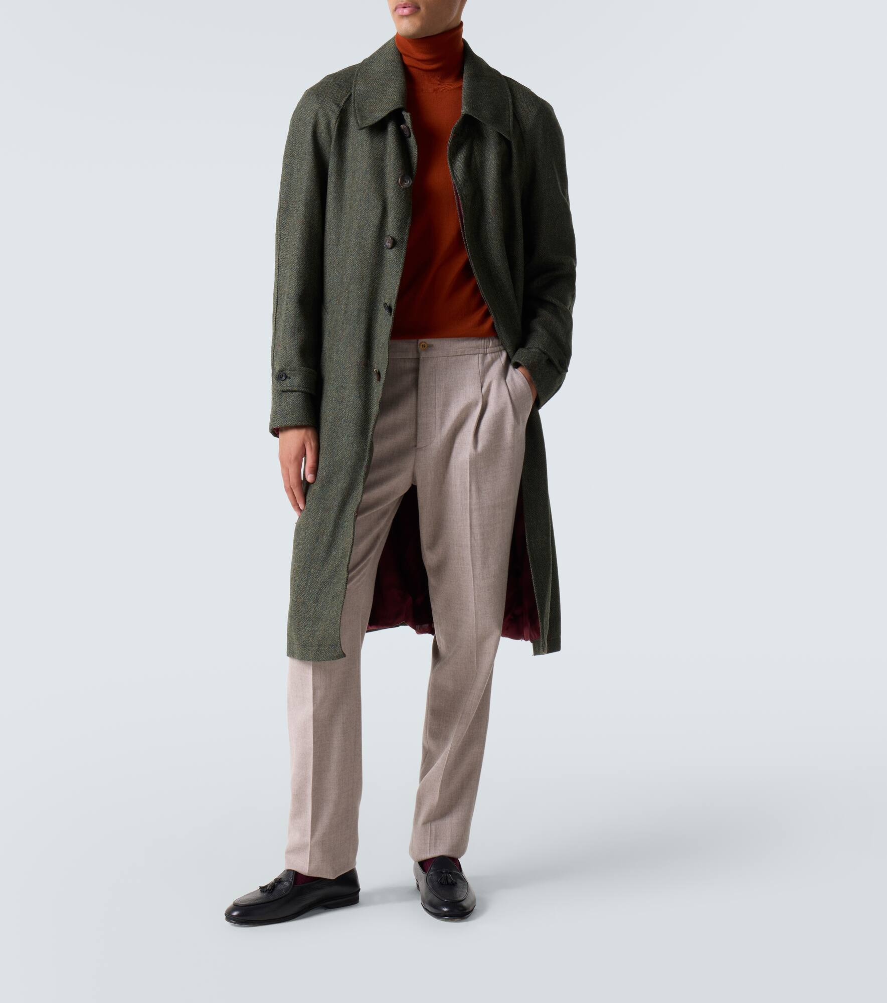 Herringbone virgin wool coat - 2