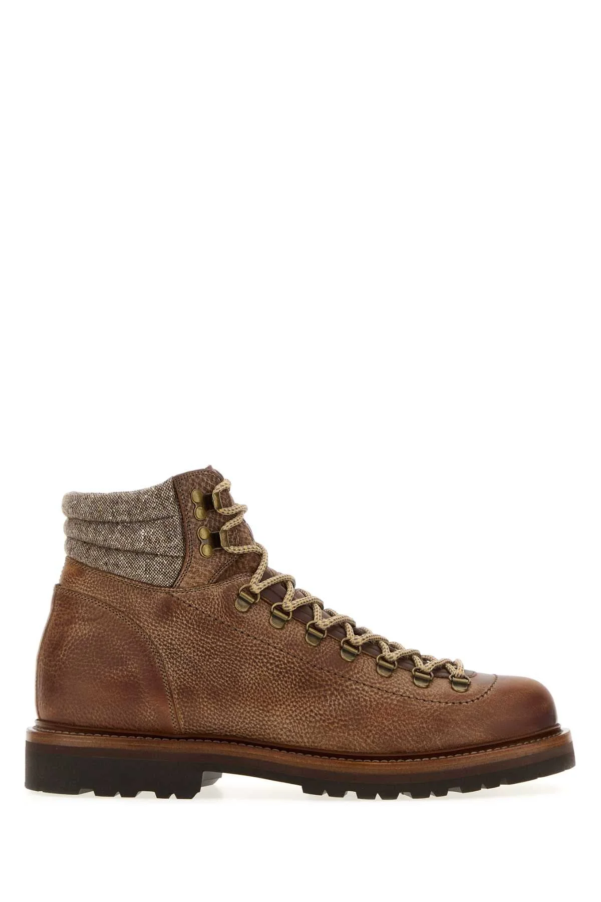 Brunello Cucinelli Men Caramel Leather Ankle Boots - 1