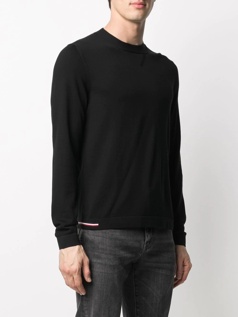 tricolour-detail crew-neck jumper - 3