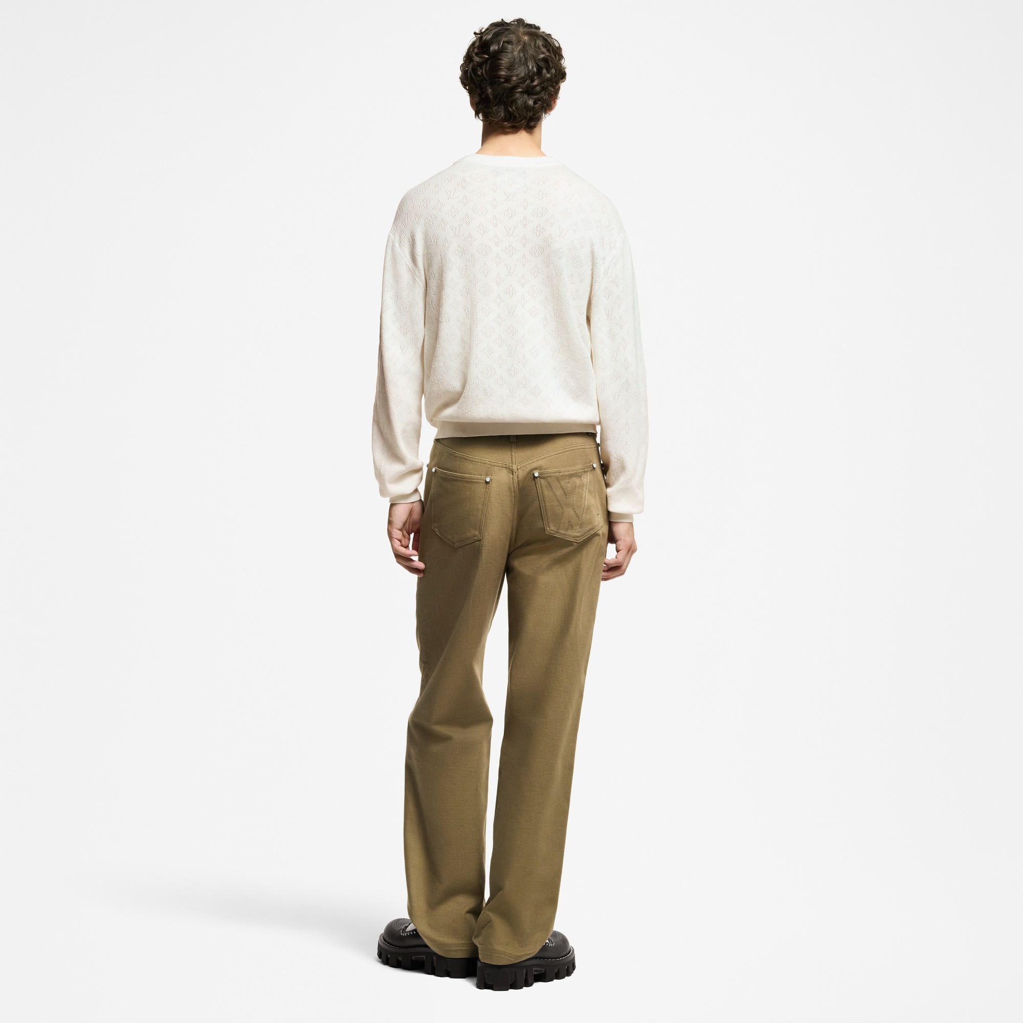 Monogram Pointelle Cotton Pullover - 3