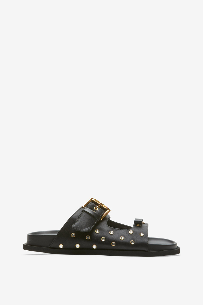 CRYSTAL-EMBELLISHED LEATHER SANDALS 1