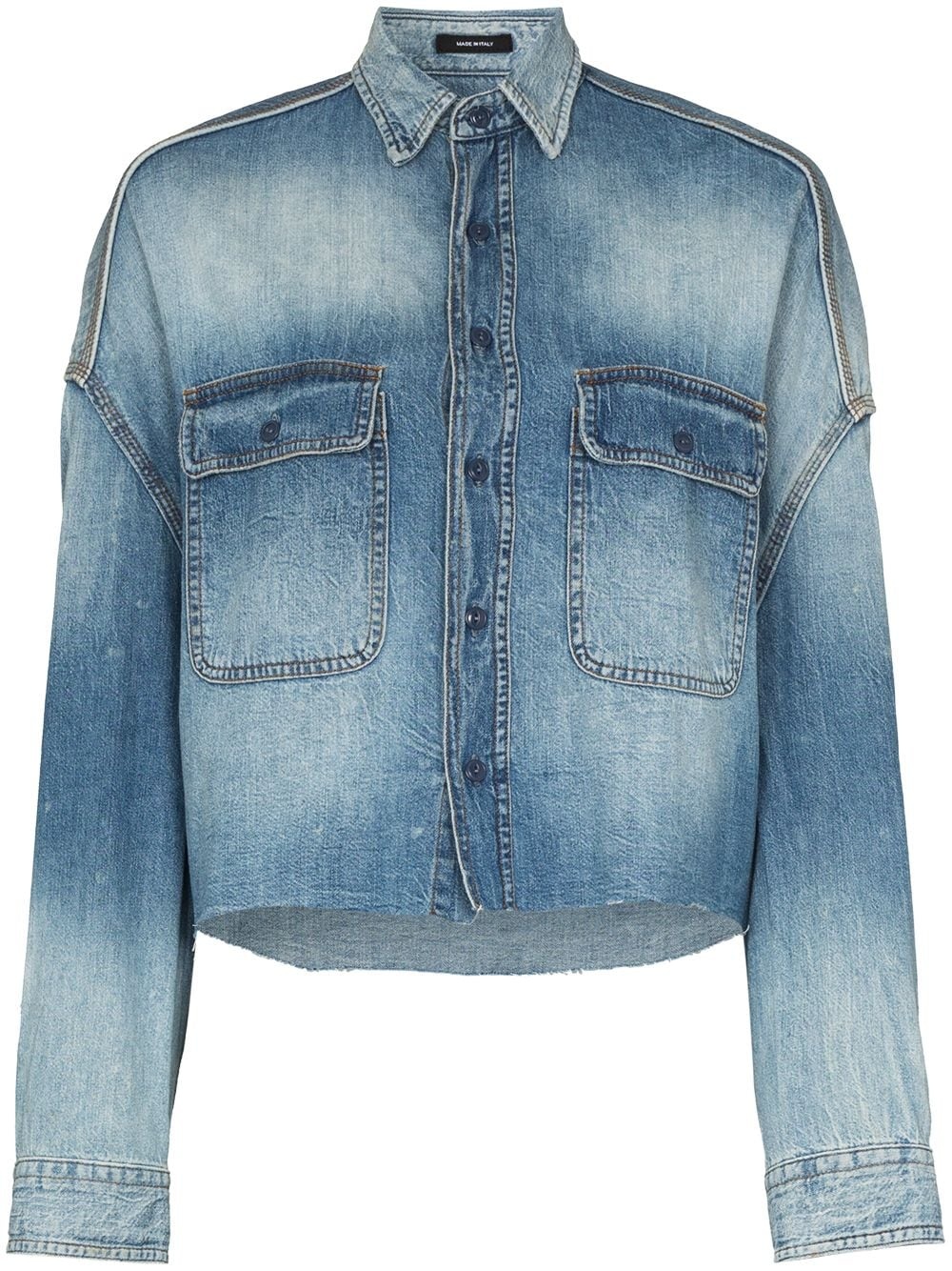 cropped denim shirt - 1