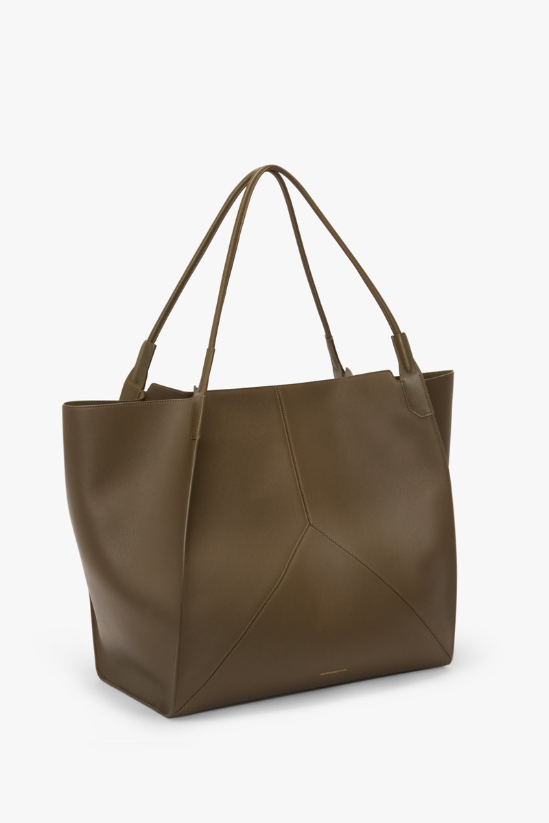 XL Victoria Tote In Khaki Soft Grained Leather 2