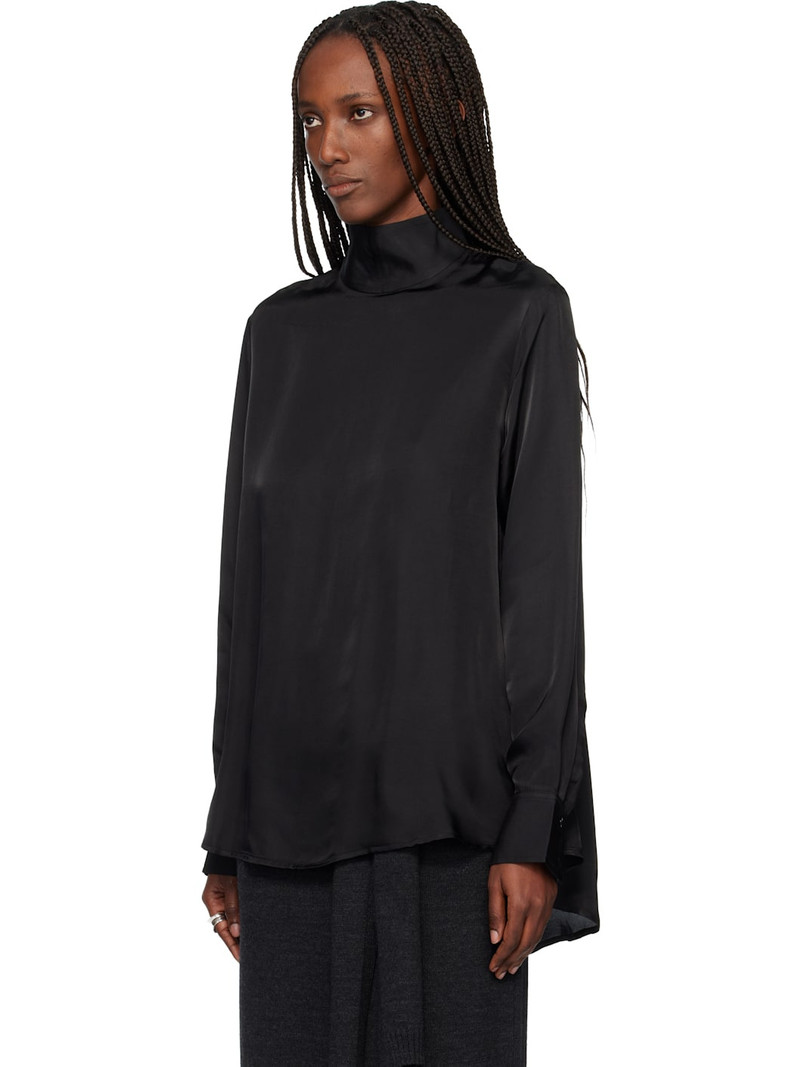 Tonywack Black Liquid Oversized High Neck Blouse outlook