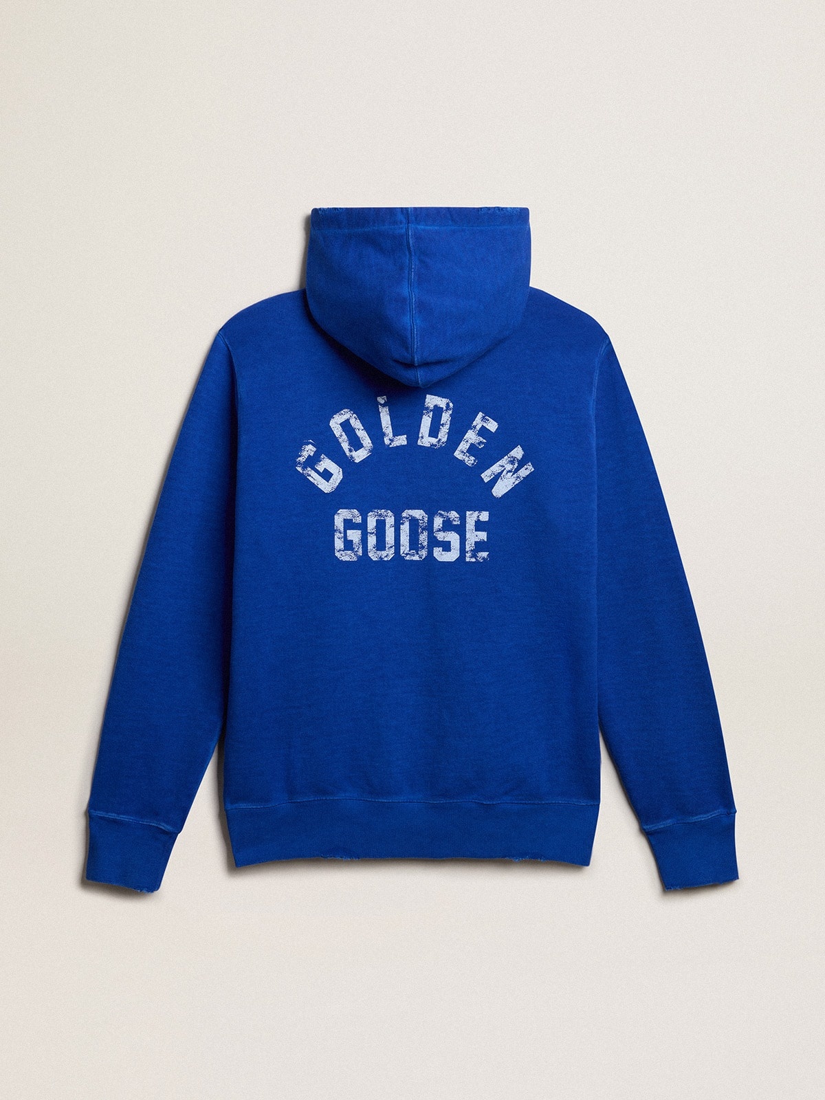 Men's blue-colored hoodie with lettering on the back - 5