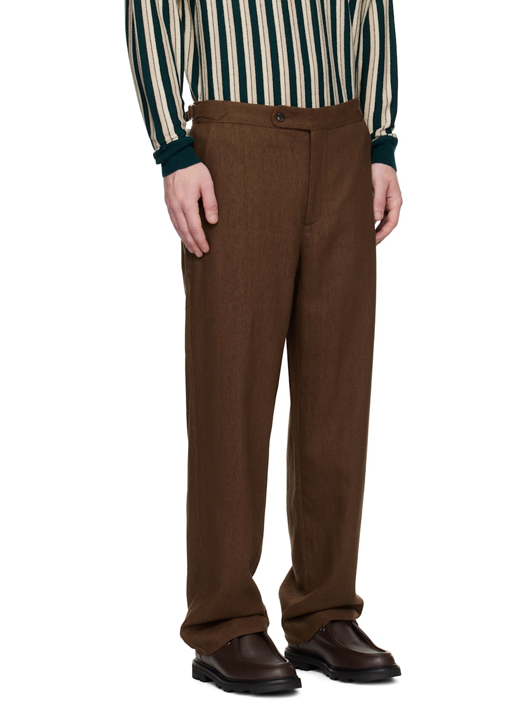 Brown Linen Suiting Trousers - 2