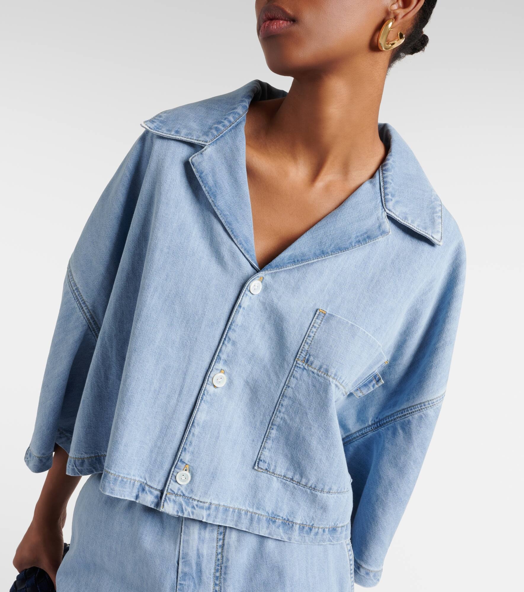 Cropped cotton denim shirt - 4