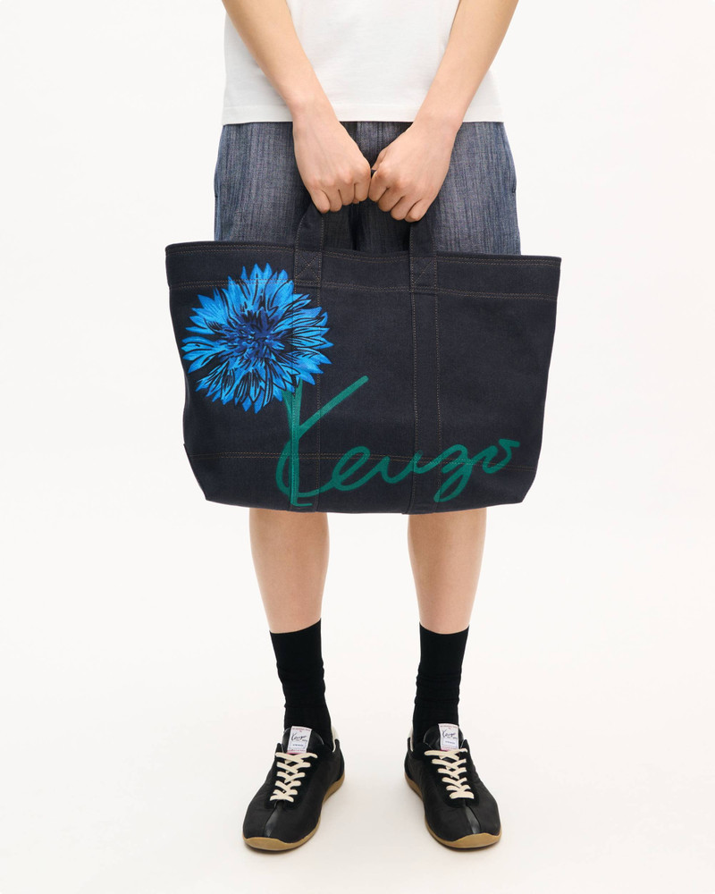 KENZO 'KENZO Tulip' large tote bag in denim-like twill outlook