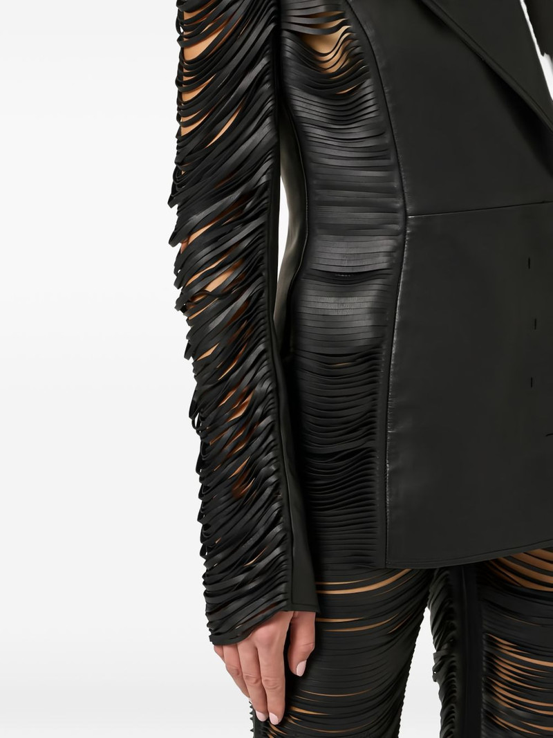 double-breasted fringed leather jacket 5