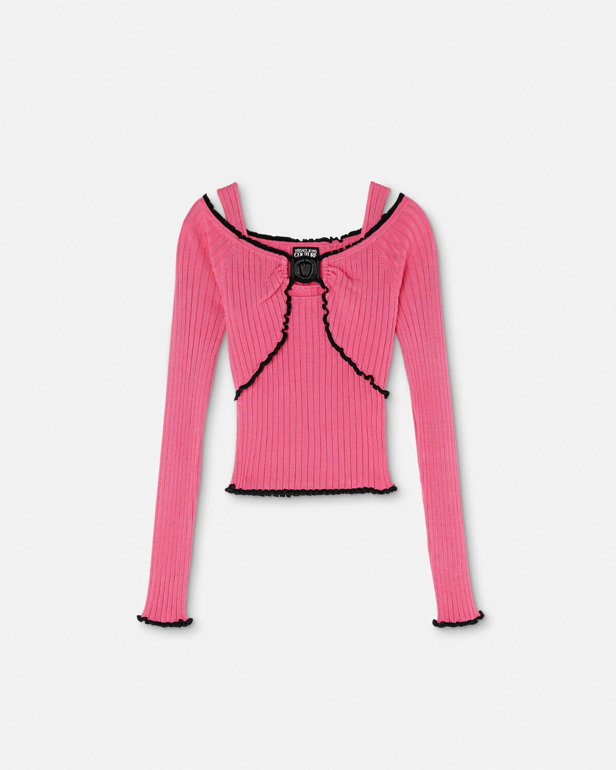 V-Emblem Ribbed Knit Sweater - 1