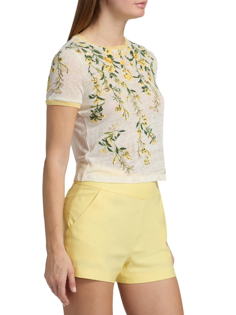 Women's Cindy Embroidered Linen Crop T-Shirt - Fresh Air Butter 4