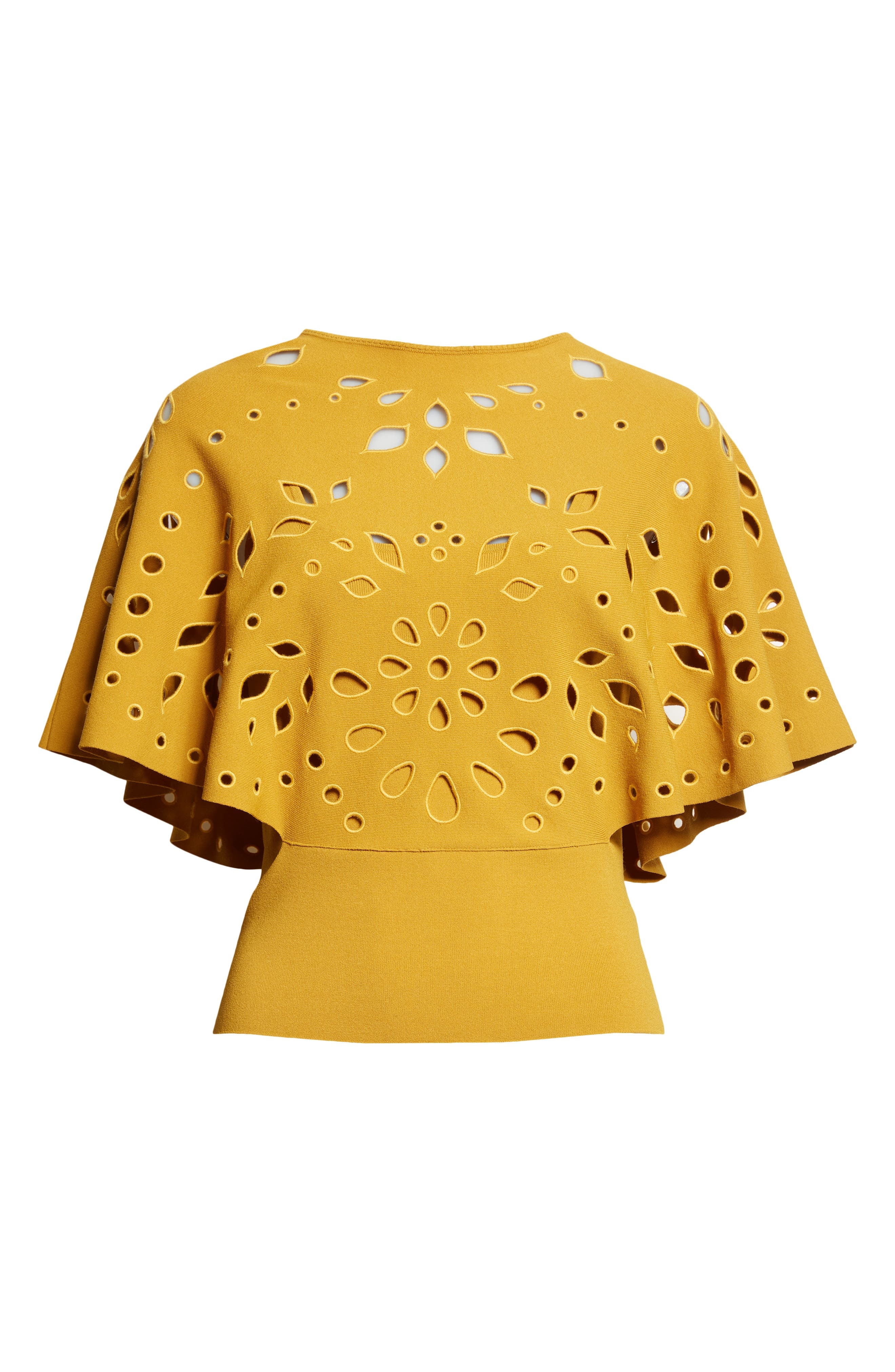 Ulla Johnson Josie Eyelet Detail Cape Sleeve Knit Top in Goldenrod at Nordstrom - 6