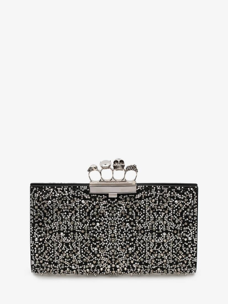 Women's Jewelled Flat Pouch in Black 1